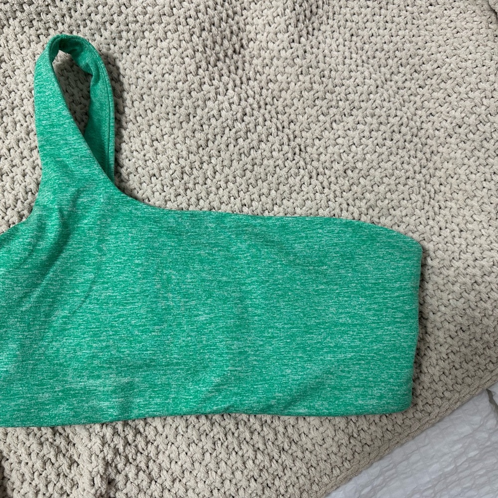 Green One-Shoulder Sports Bra